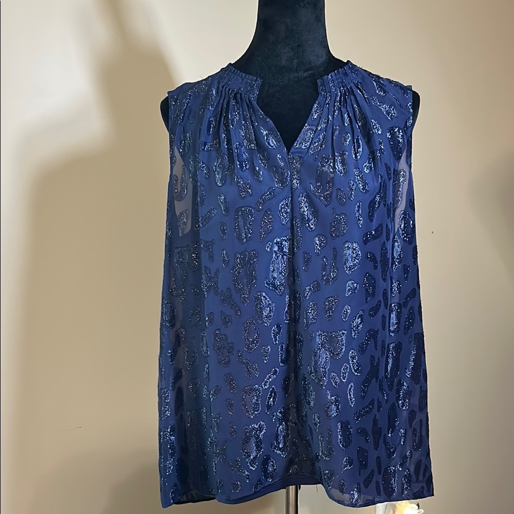 Simply Vera Vera Wang Navy Leopard Print Blouse